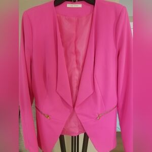 Vibrant Pink Blazer with Gold Accents